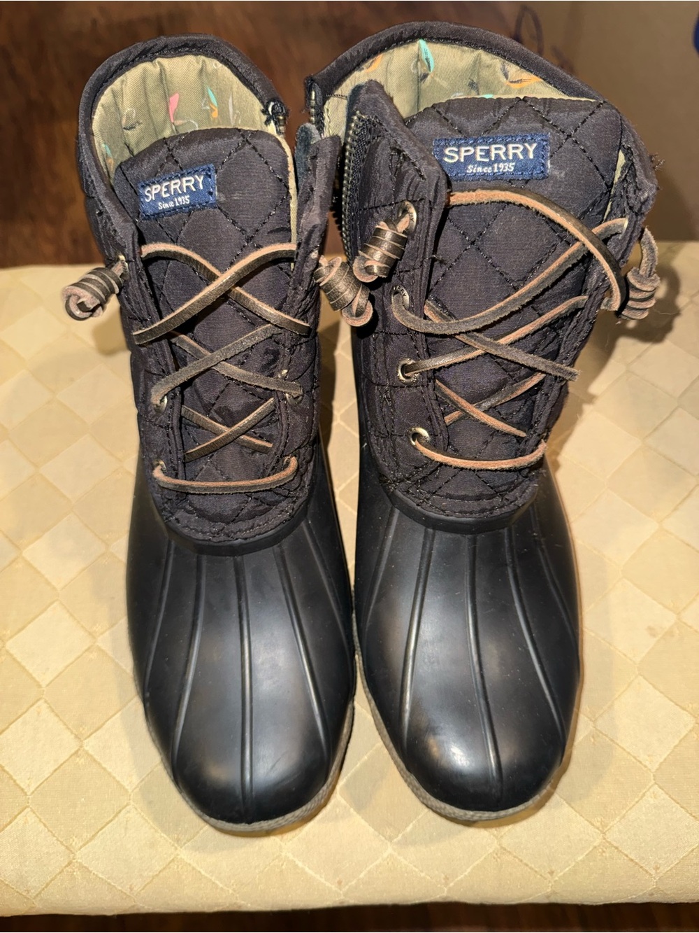Sperry Black Quilted Duck Rain Boots